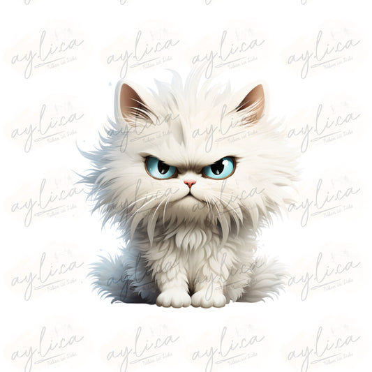 BÜGELBILD MAD WHITE CAT