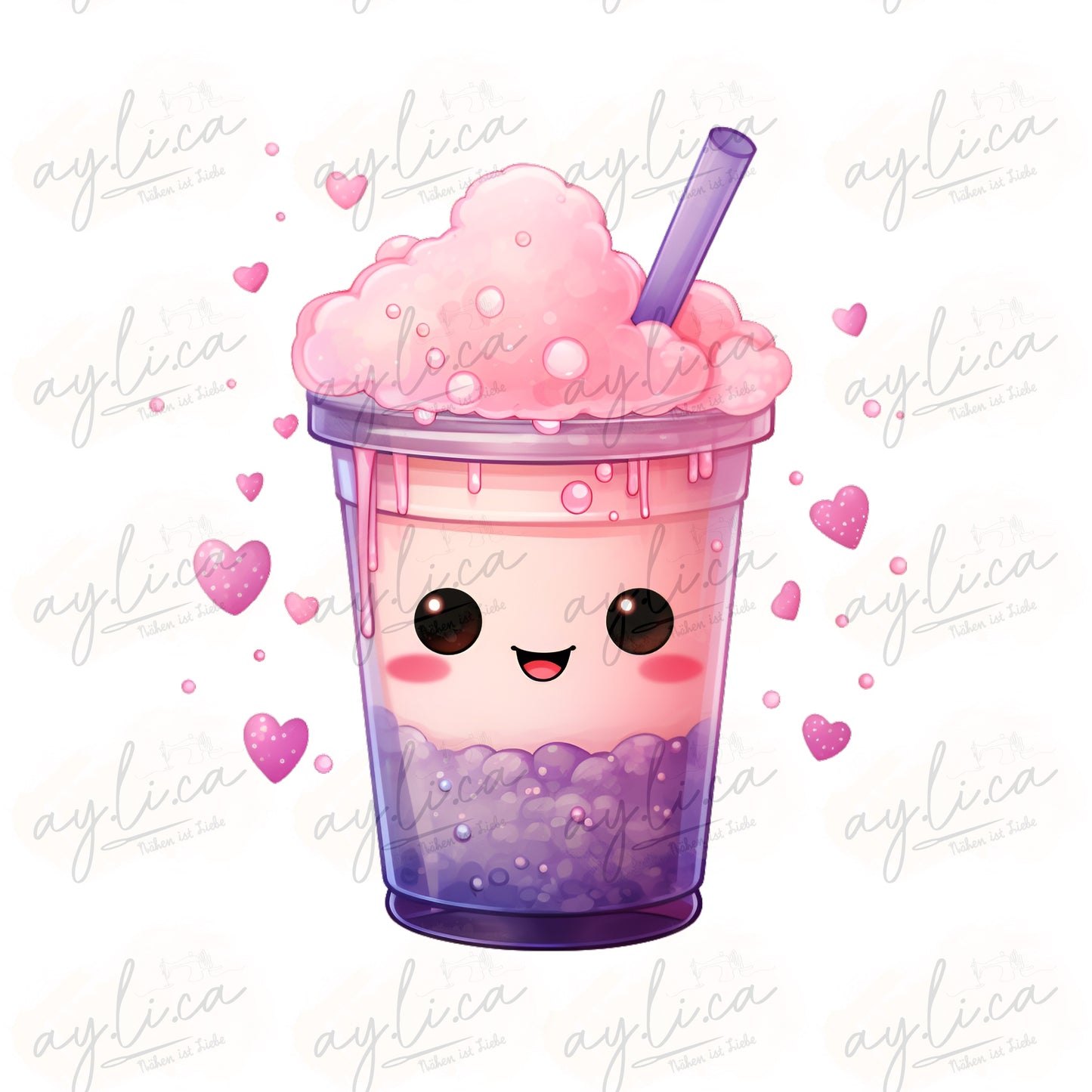 BÜGELBILD BUBBE TEA HEARTS