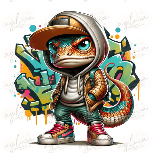 BÜGELBILD HIPHOP EIDECHSE