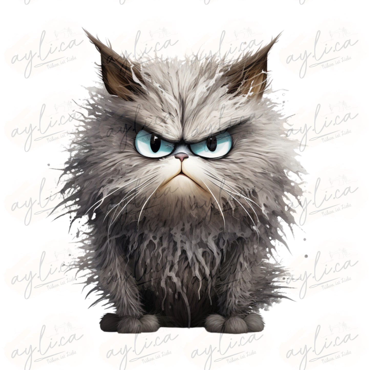 BÜGELBILD NOPE GREY CAT