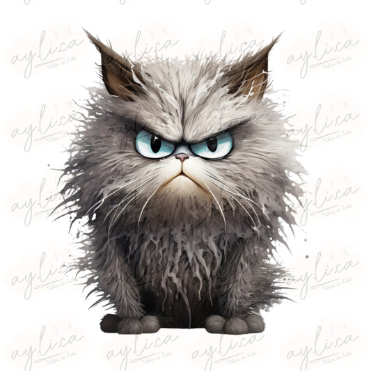 BÜGELBILD NOPE GREY CAT