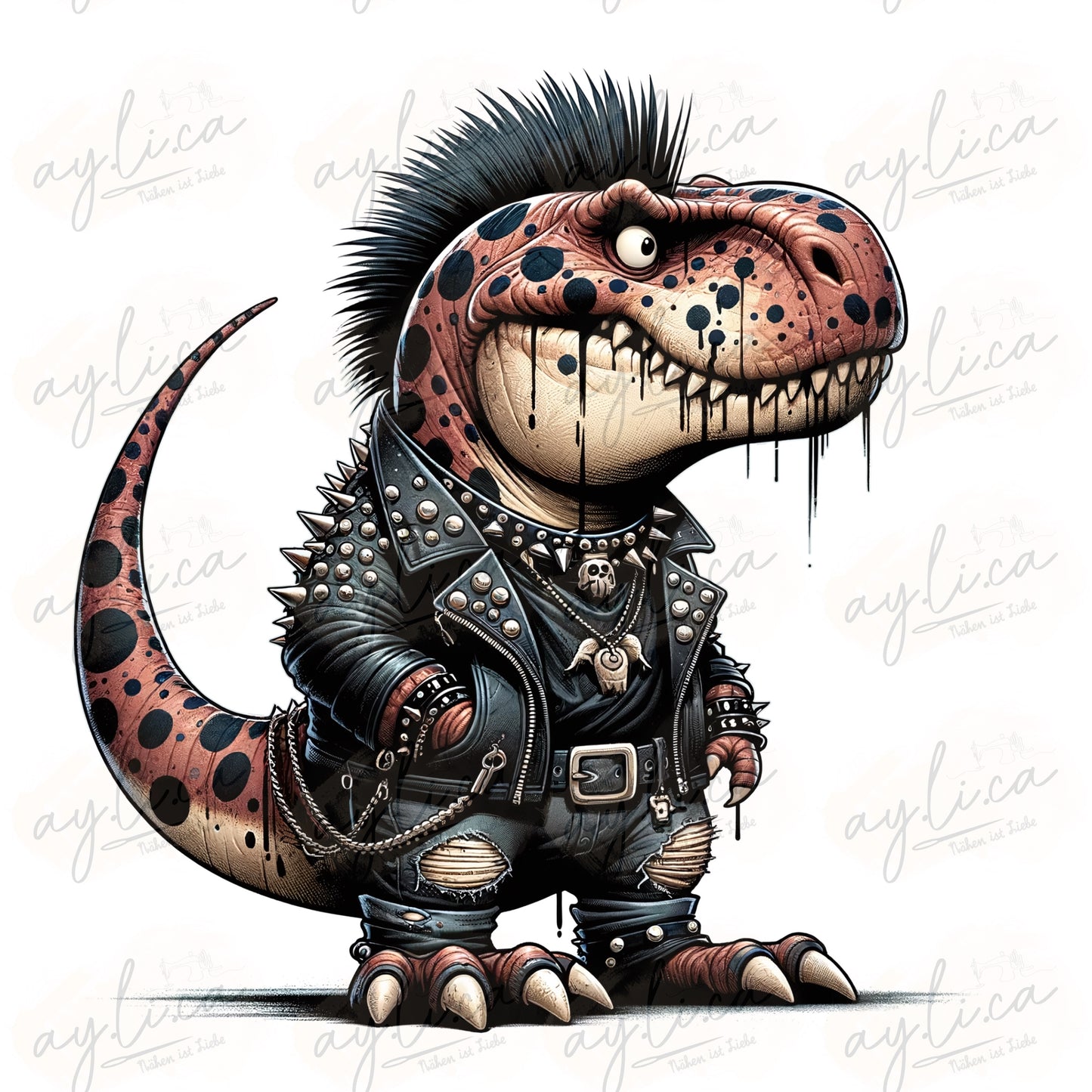 BÜGELBILD PUNK DINO