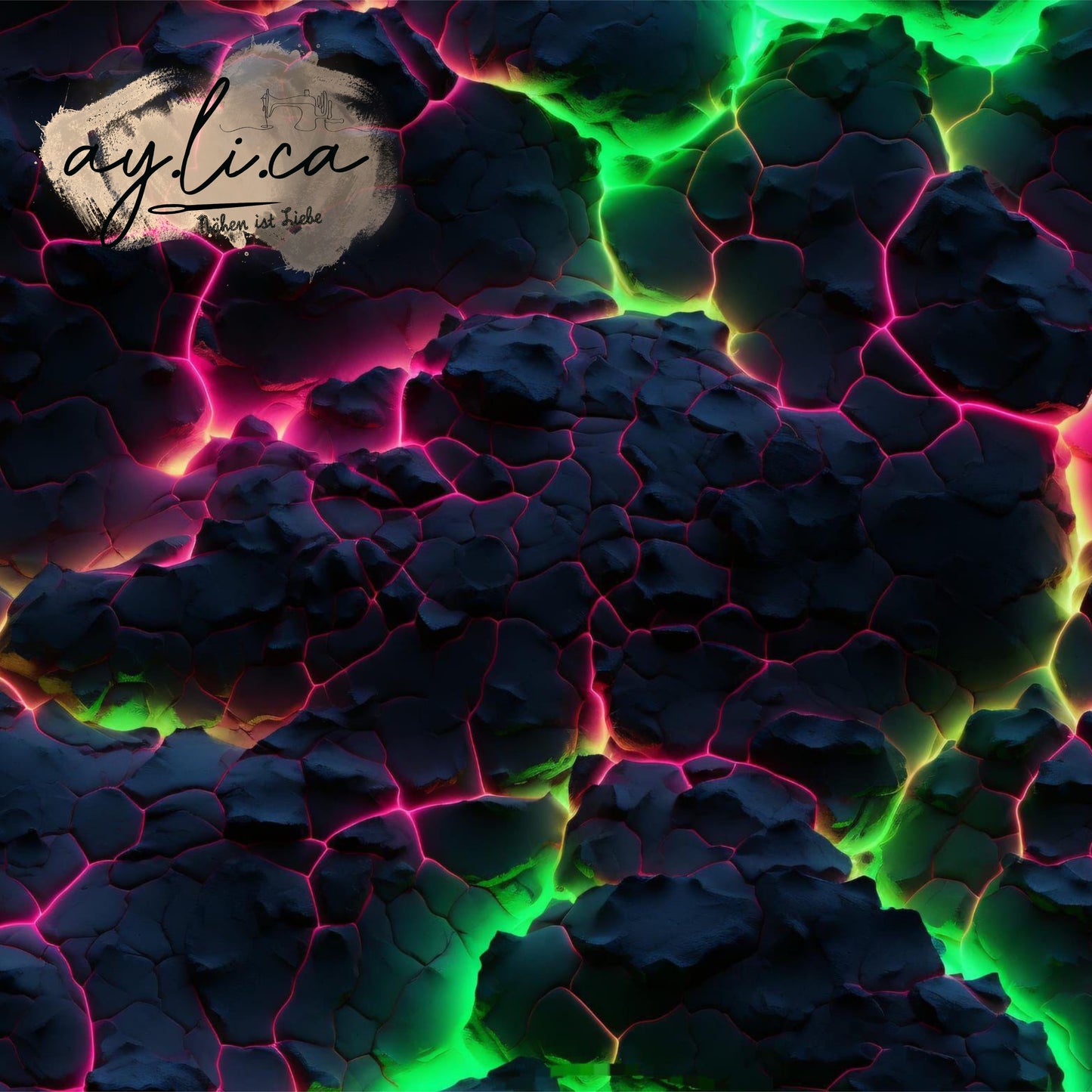 NEON BROKEN STONES PINK/GREEN Überbreite 180cm Jersey
