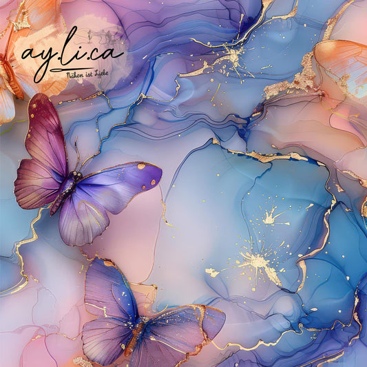 ALKOHOL INK BUTTERFLY Überbreite 180cm Jersey