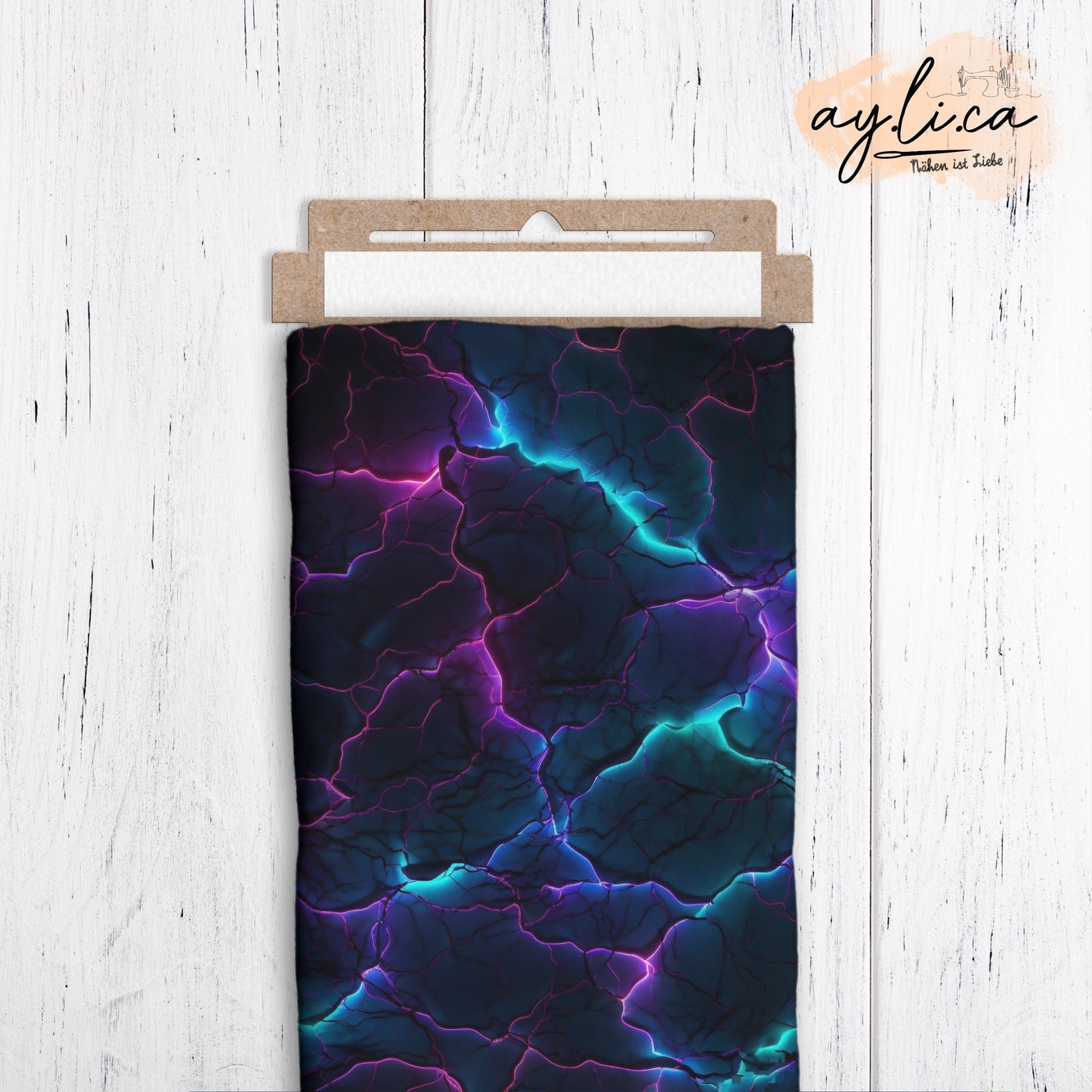 NEON BROKEN STONES BLAU/LILA Überbreite 180cm Jersey