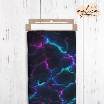 NEON BROKEN STONES BLAU/LILA Überbreite 180cm Jersey