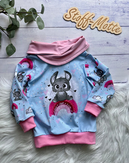 WICKELKRAGENHOODIE Regenbogenhase Gr.104