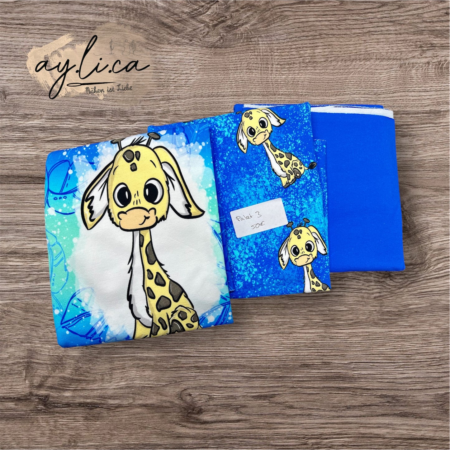 SALE PAKET GIRAFFE BLAU PANEL & 2 Meter Kombistoff SALE