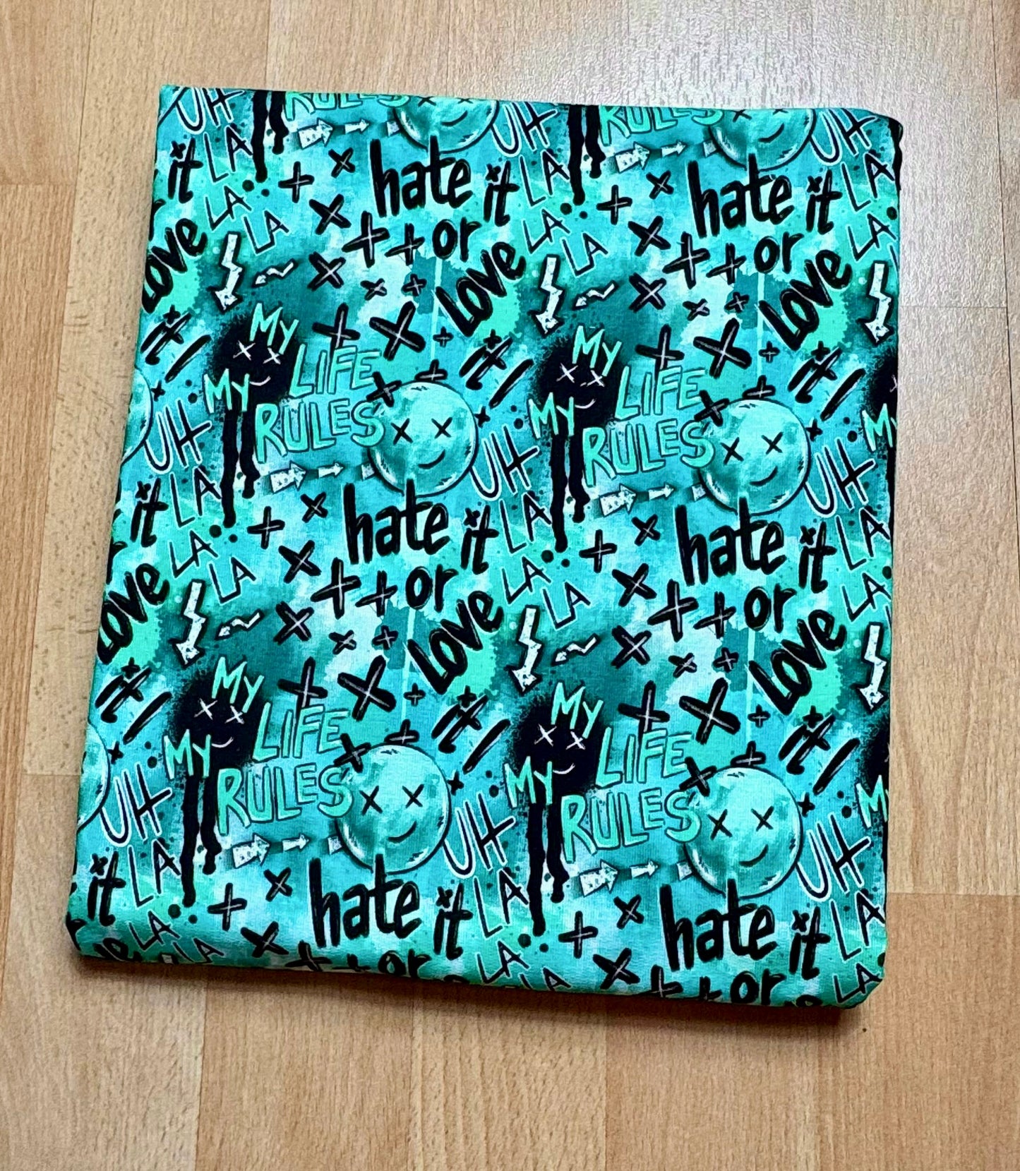HATE IT OR LOVE IT TEAL Überbreite 180cm French Terry